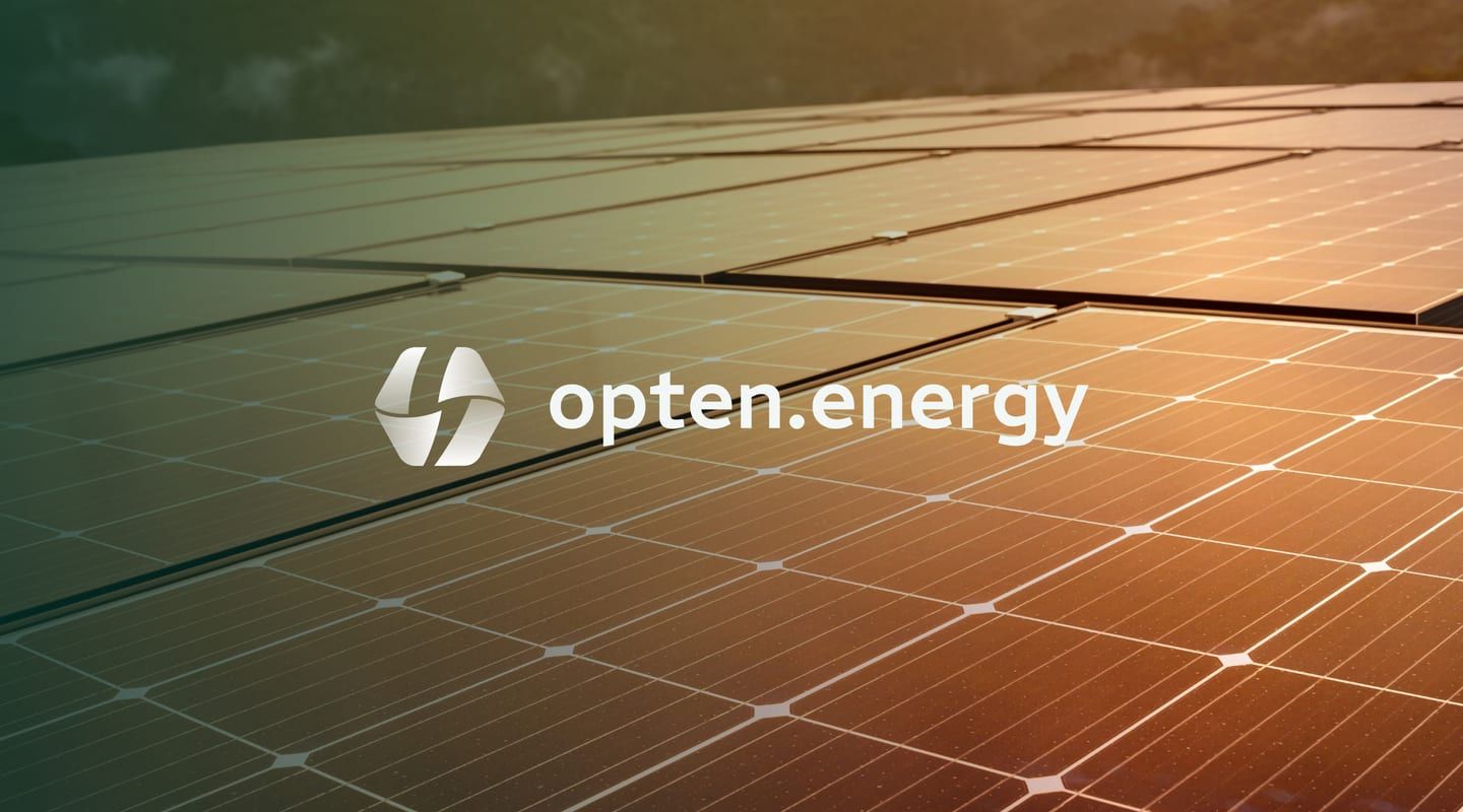 OPTEN energija — solar panels under the opten.energy wordmark